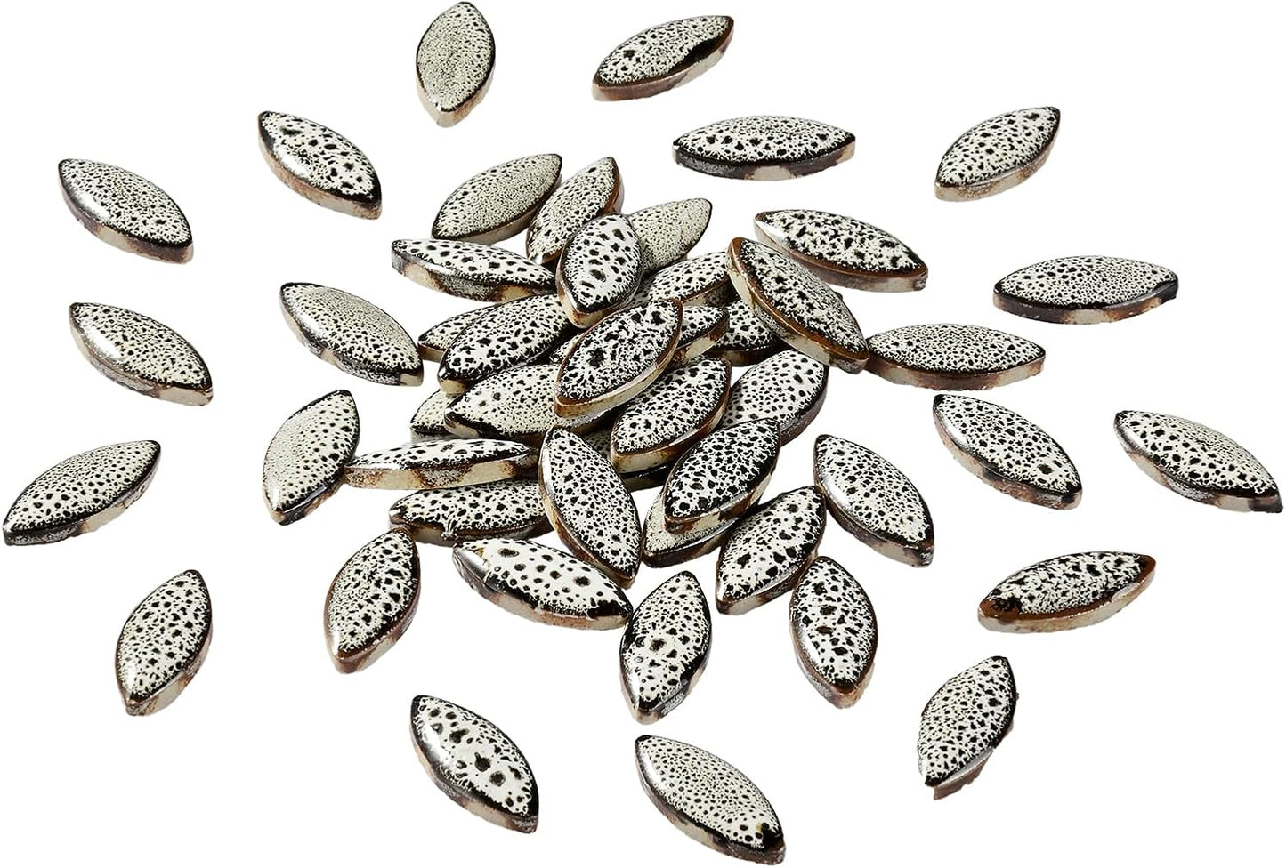 70 Pcs Petal Ceramics Mosaic Tiles for Crafts, Stained Ceramics Supplies, Flower Leaves Mosaic Pieces Kit for DIY Crafts Plates Picture Frames Home Decorations - Black