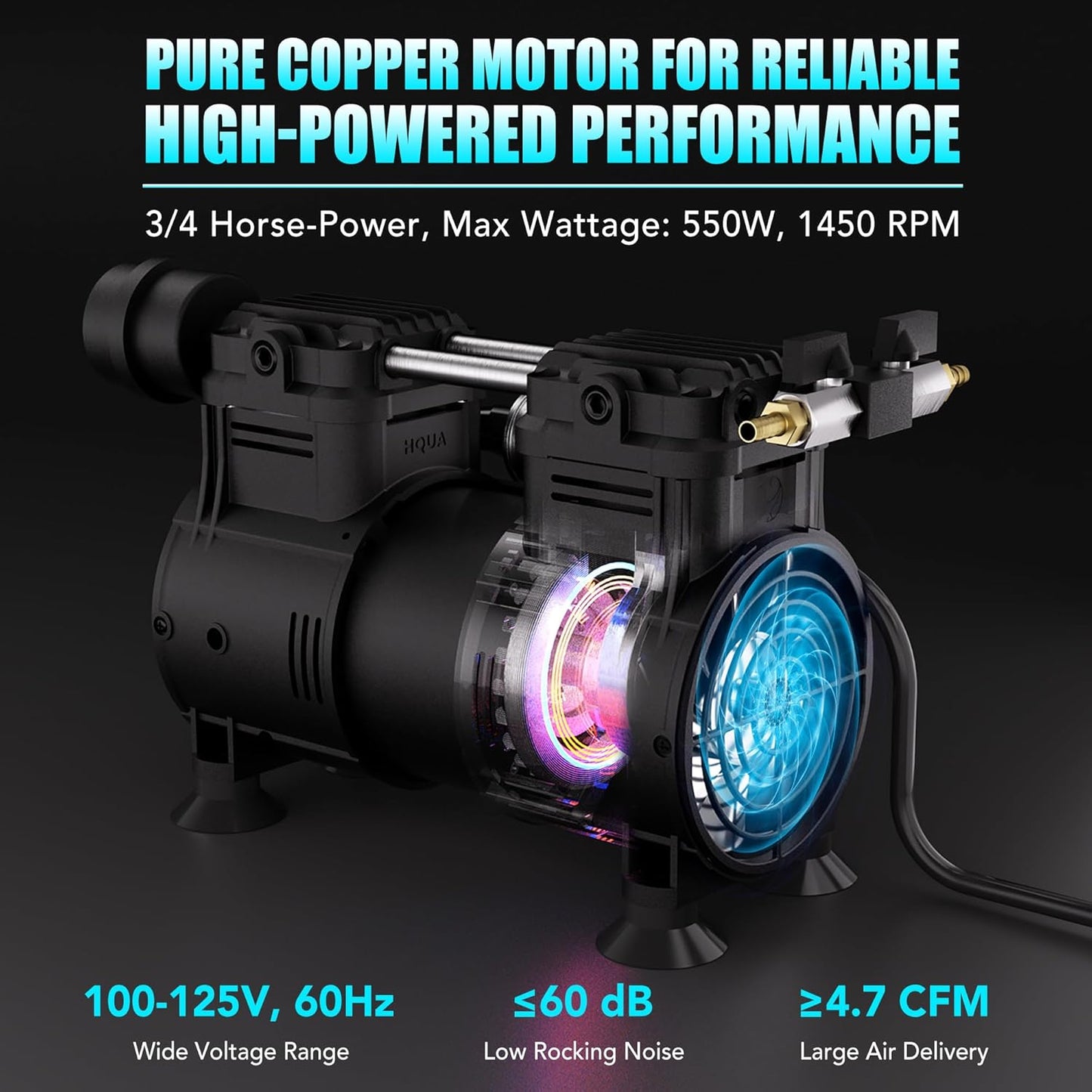 HQUA PAS20RPC,3/4 HP Pump Compressor for PAS10/20 Pond & Lake Aeration System