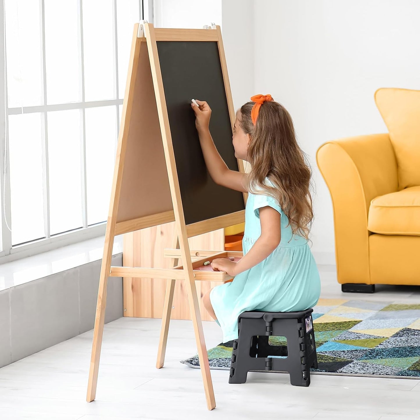 Delxo Folding Step Stool 9 Inch,Non-Slip Foldable Stools for Kids & Adults Up to 300 LBS,Kitchen Collapsible Fold Up Stepping Stool with Dotted 1 Pack,Gray