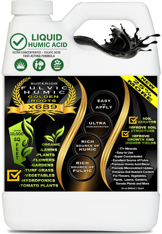 Humic Acid Liquid Aeration Lawn - Humic Acid & Fulvic Acid Liquid Concentrate - 10,000 sq ft - Organic Plant Food Enhancer for Lawn, Plants, Turf Grass & Garden Soil Treatment Conditioner & Aerator