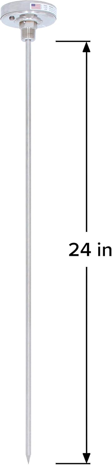 REOTEMP Heavy Duty Compost Thermometer - Fahrenheit (24 Inch Stem), Made in The USA