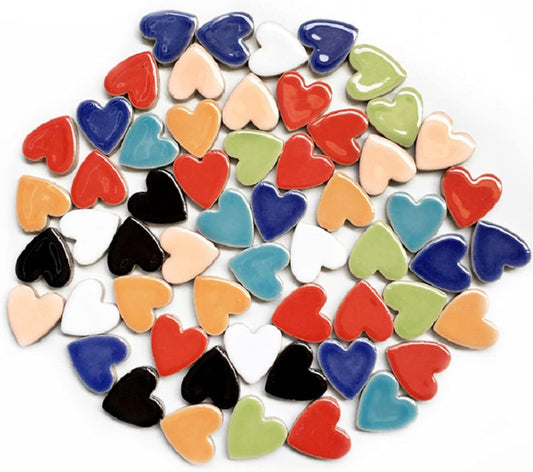 500g/1.1lb Random Color Irregular Ceramics Mosaic Tiles,DIY Making Creative Ceramic Mosaic Tiles for DIY Craft Plates Flowerpots Vases Cups Mosaic Making Supplies (Heart)
