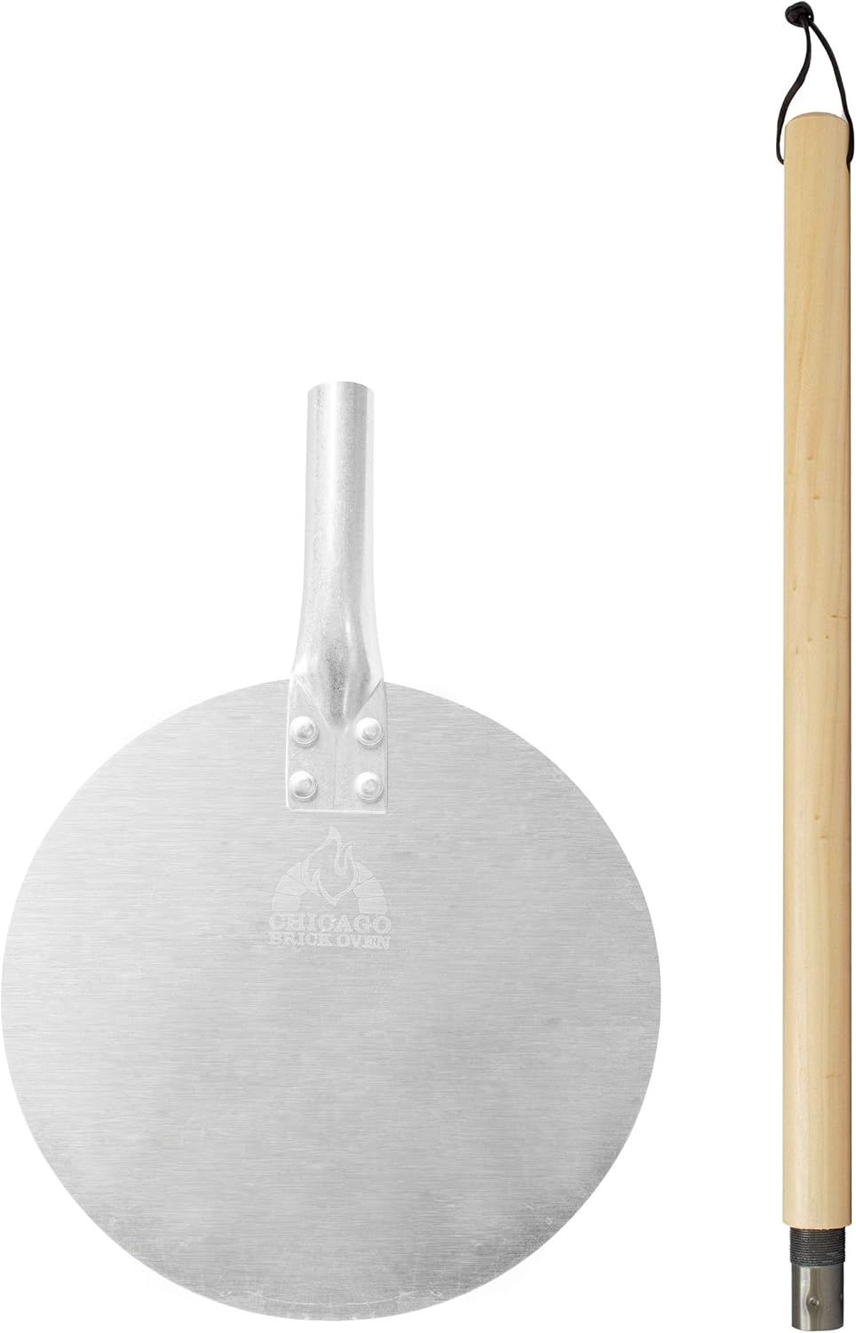 Pizza Turning Peel PRO - 9" Diameter- 31.5" Detachable Wooden Handle with Leather Strap, Premium Hard Aluminum, Perfect for Professional & Home Use, Ideal Bakeware, Oven Accessory