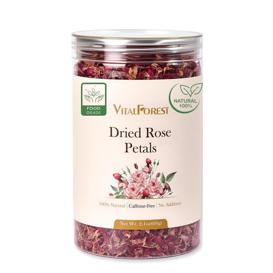 Dried Rose Petals Edible, 2.1oz (60g) Food Grade Rose Petals Tea– Culinary Roses Petals for Tea, Drinks, Baking & Cocktails, Edible Flower Petals for Cake Decorating, Desserts