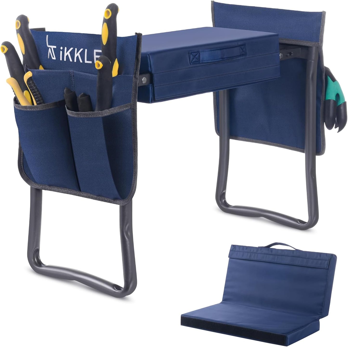 ikkle Garden Kneeler and Seat Heavy Duty Garden Stool, Upgraded Gardening Kneeler Bench, Thicker Wider Kneeling Pad, Garden for Seniors