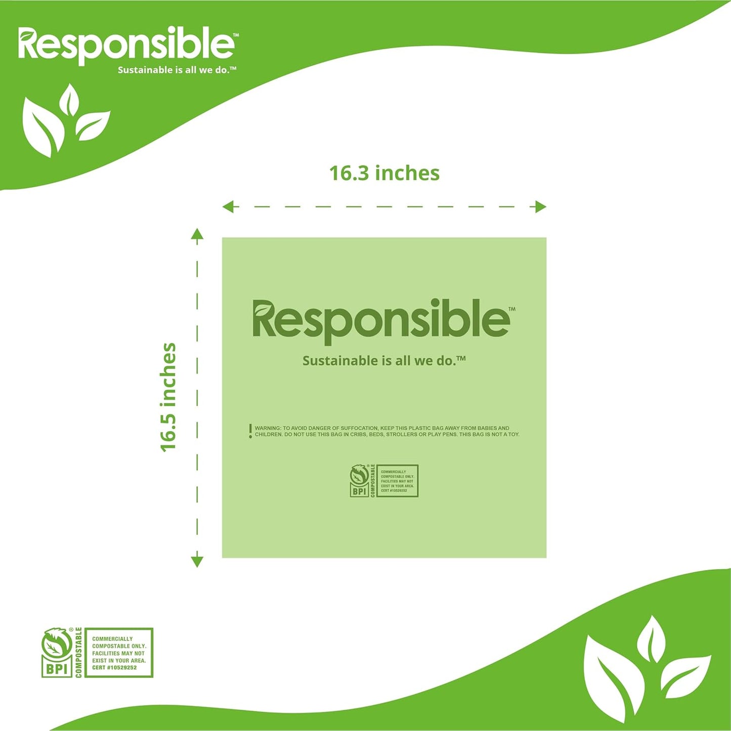 Kitchen Bin Liners, Certified Compostable, Heavy Duty Multipurpose Food Scrap Bags, Made from Compostable Materials (2.6 Gallon Flat Top, 2.6 Gallon (30 Count))