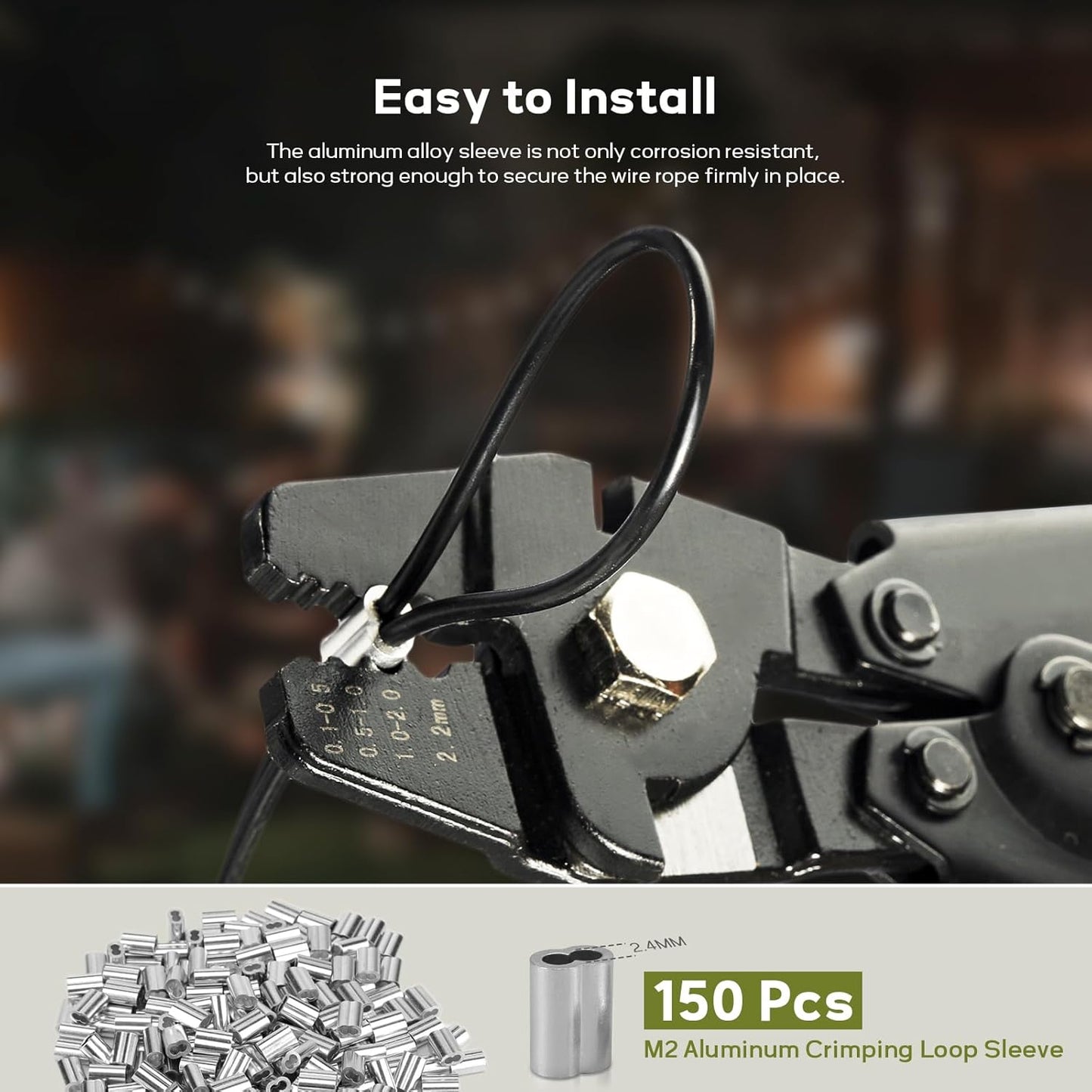 Vinyl Coated Wire Rope 1/16 Inch Overmolded to 3/32 Inch, 500FT 304 Stainless Steel Cable with 150 Pcs Crimping Sleeves for String Light Hanging Kit, Clotheslines and Trellis Wire