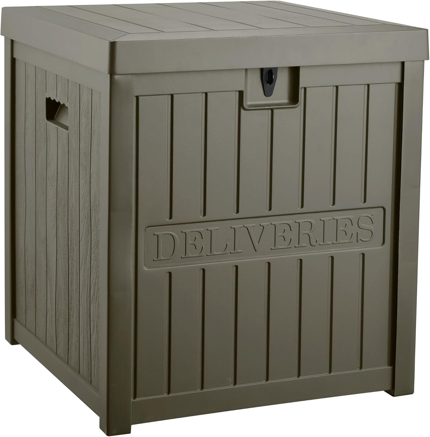 51 Gallon Resin Package Delivery Box for Outside, Lockable Secure Bin for Front Porch, Large Deck Boxes Outdoor Waterproof, Driver Snack Box, Olive