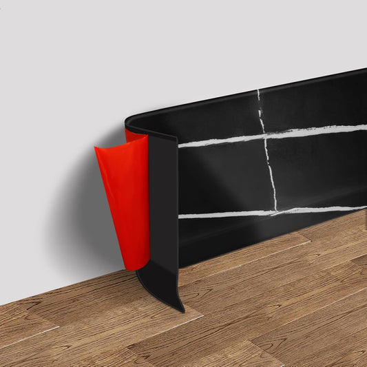 FONUNO Vinyl Wall Base Baseboard Molding Trim 4" Flexible Self Adhesive Rubber Wall Base Moulding Trim Peel and Stick Design, 4 Inch x 40 Feet, Black Stone Grain