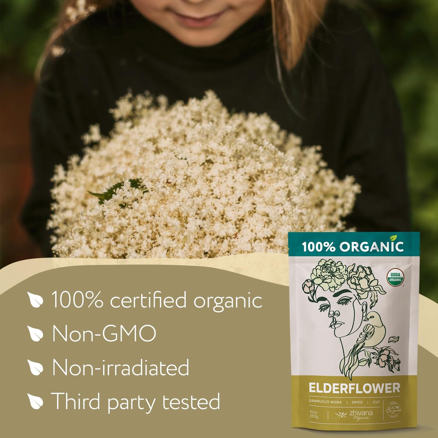 Super Value Pack 5 LB - Organic Elderflower Tea - Respiratory Health Tea, Immune Support - Allergy Relief