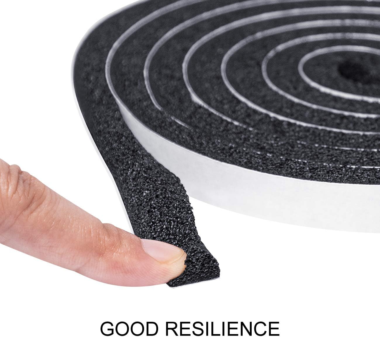 TORRAMI Open Cell Foam Weather Stripping Tape 1/2 Inch W X 3/8 Inch T, High Resilience Adhesive Seal Insulating Strip for Door and Windows Total 13 Feet (2 Rolls of 6.5 Ft Each)