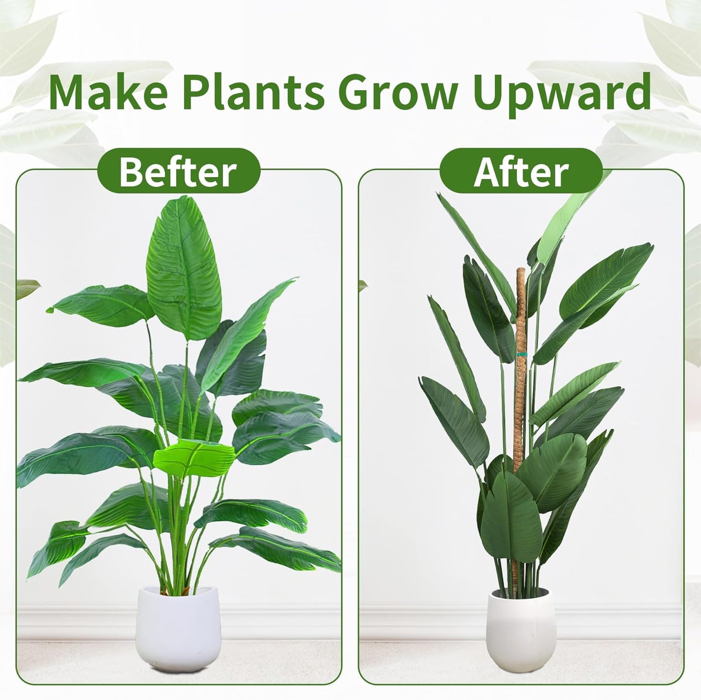 49'' Monstera Plant Support, LveSunny Bendable Moss Pole for Plants Indoor, Large Moss Pole for Climbing Plant, Coco Coir Pole, Fishbone Plant Stakes