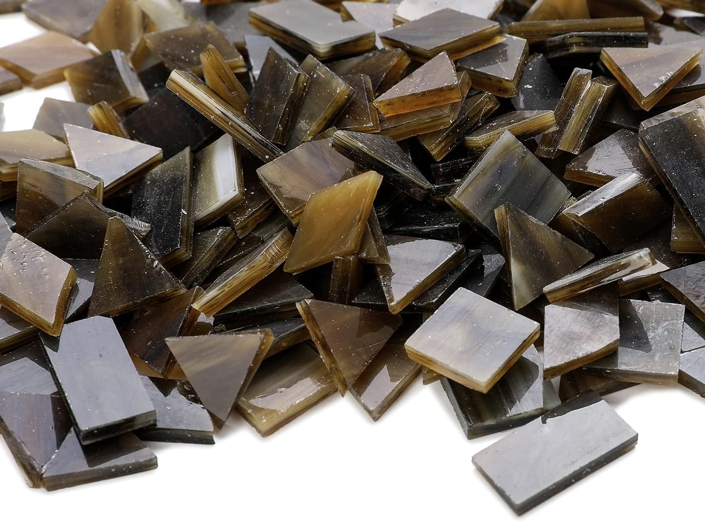 Lanyani Glass Mosaic Tiles for Art Crafts, 4 Shapes Mixed Tiffany Stained Glass Pieces, 200 Pieces, Square/Rectangle/Diamond/Triangle,Coffee