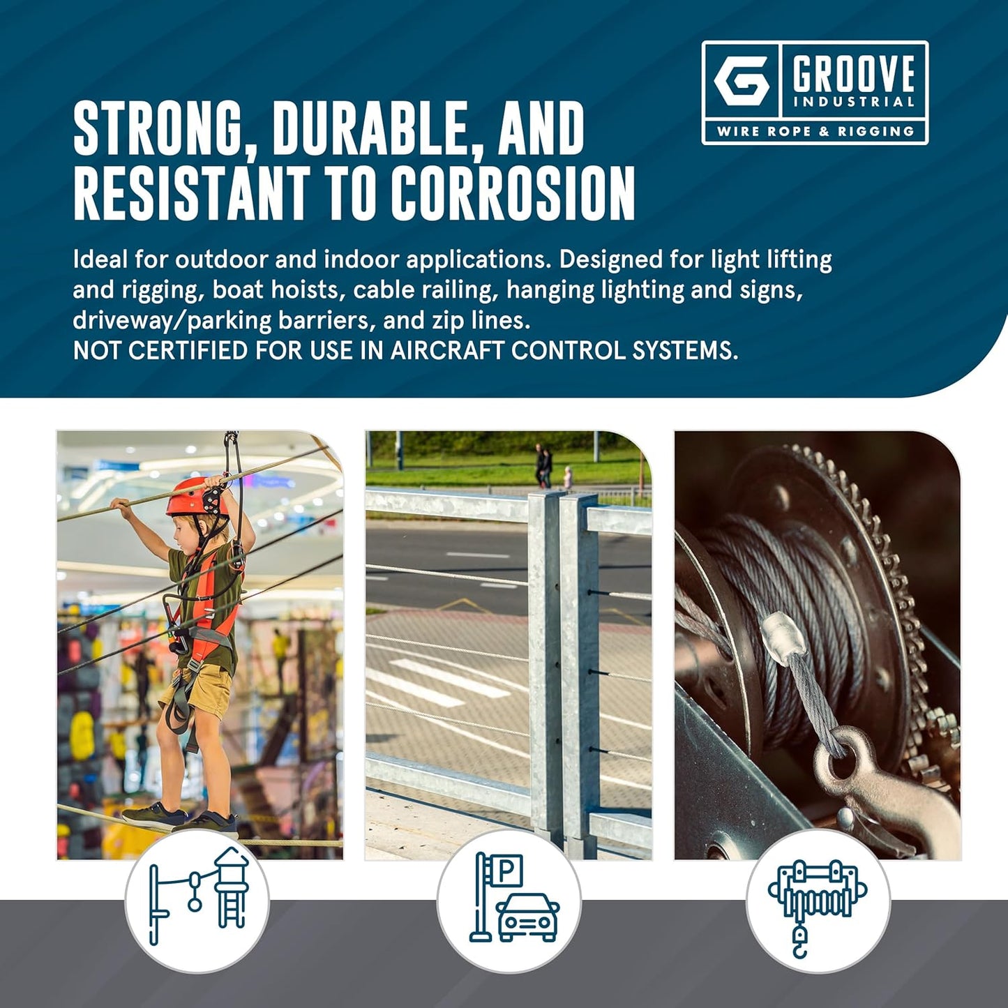 1/4’’ 7x19 Hot Dip Galvanized Aircraft Cable – Steel Wire Rope - 3000 Feet