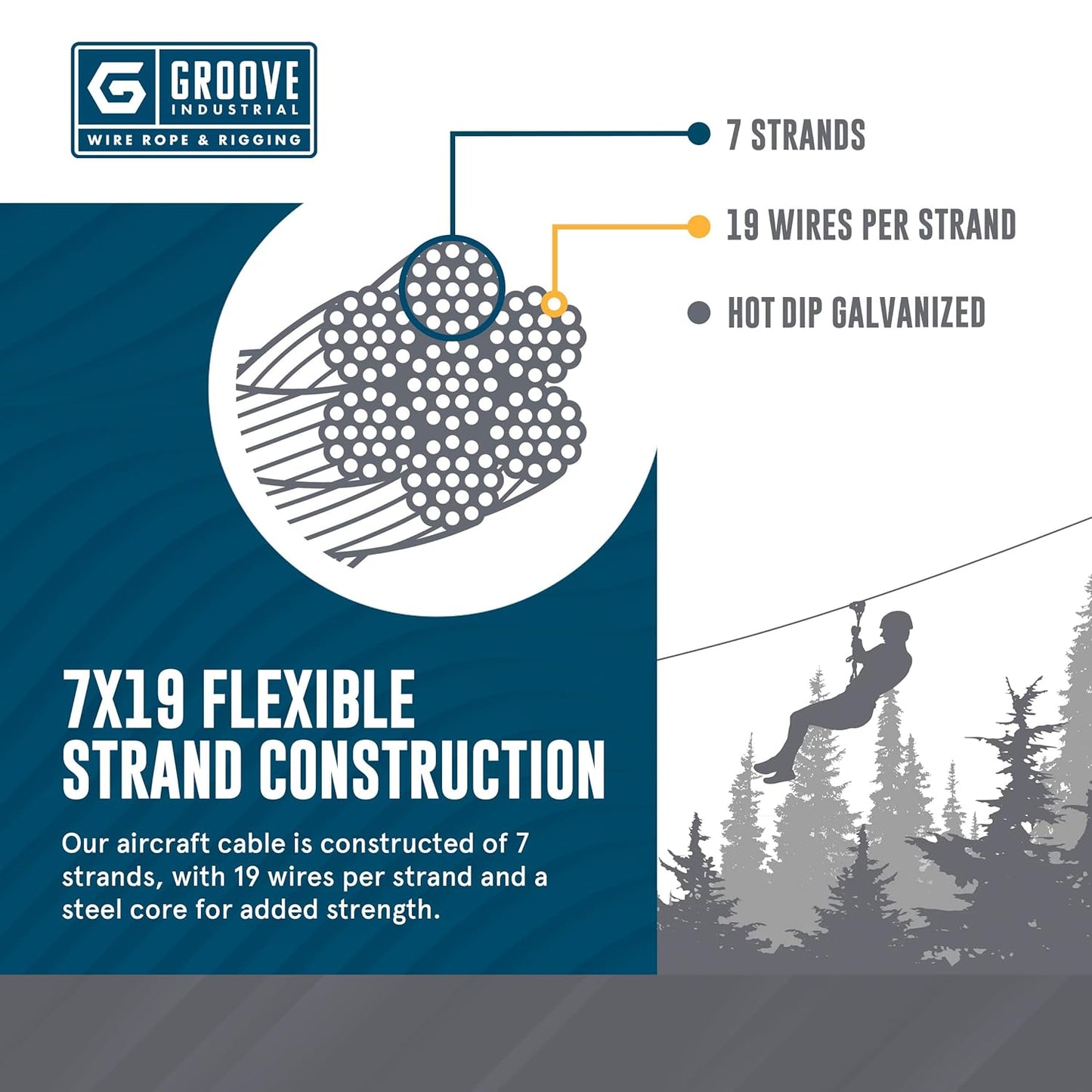 3/8’’ 7x19 Hot Dip Galvanized Aircraft Cable – Steel Wire Rope - 600 Feet