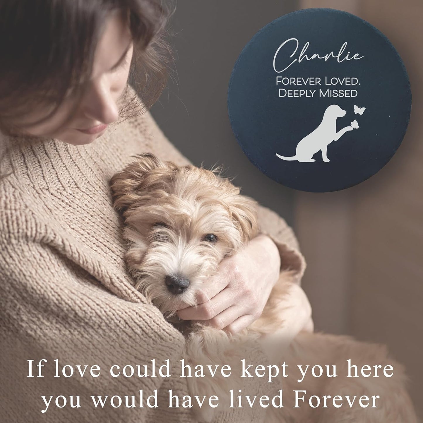 Personalized Pet Memorial Stone for Dogs and Cats | Custom Laser-Etched Weatherproof Garden Grave Marker | Natural Stone Bereavement Headstone Sympathy Gift | 4, 6, 10, or 12 Inch Heart or Circle Shape (A9)