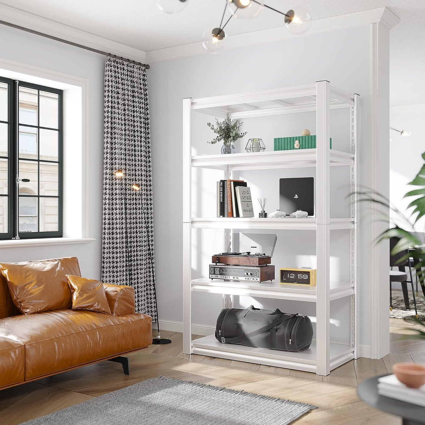 Raybee Garage Shelving Heavy Duty 2000LBS Storage Shelves Heavy Duty Shelving 5 Tier White Metal Shelves Pantry Shelf for Kitchen Closet Basement Warehouse 2 Pack