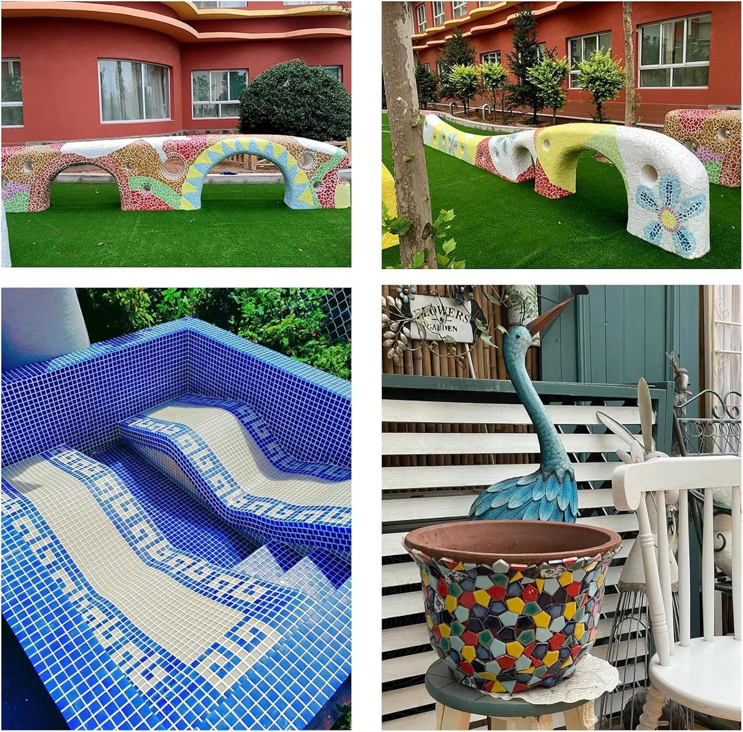 50 Pieces Mix Color Mosaic Tiles for Crafts 1" Ceramic Tiles Assorted Colors Square Ceramic Mosaic Project Supplies for Photo Frame Mosaic Stepping Stones Bath Old Pool Furniture Decor