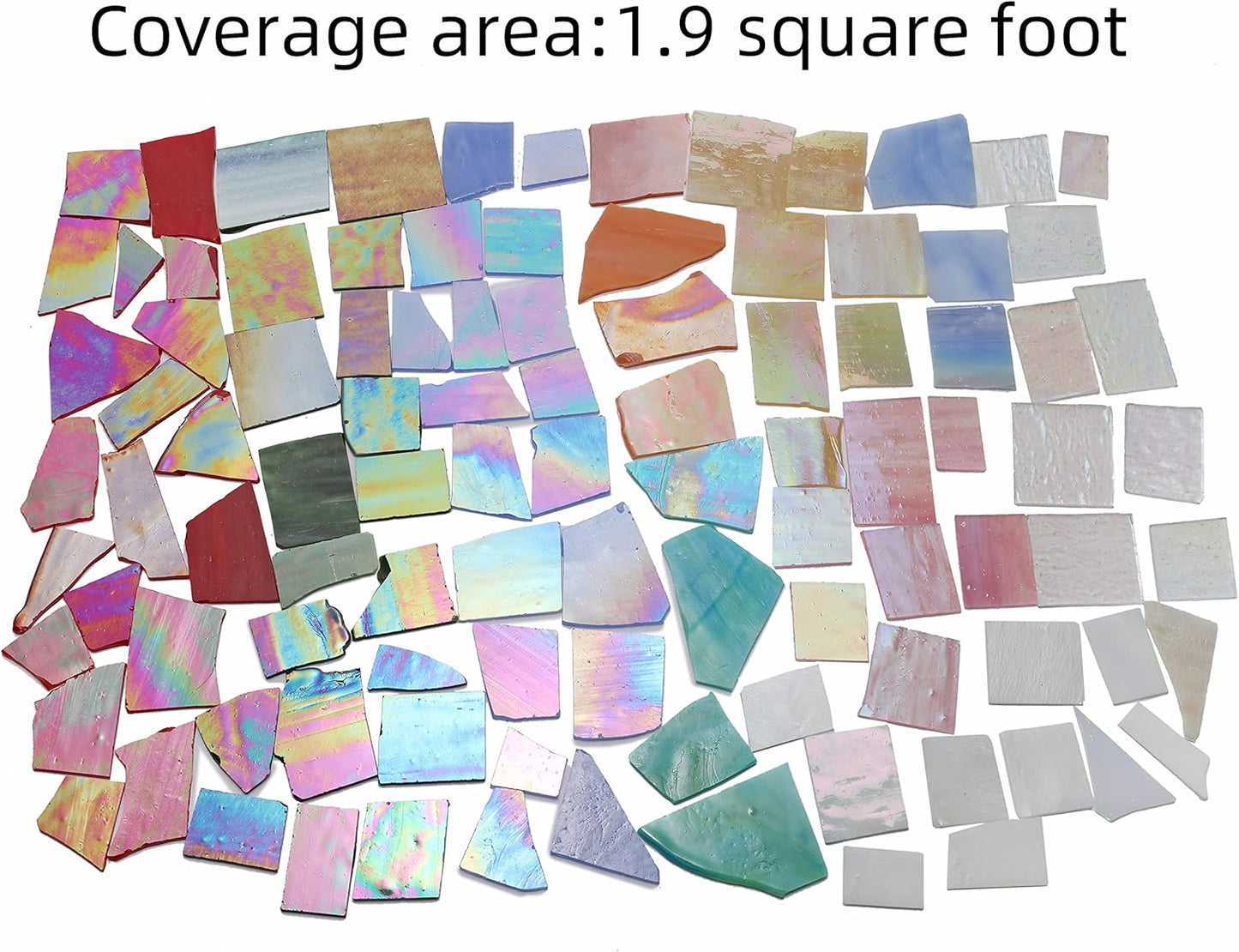 Lanyani Iridescent Stained Glass Pieces for Crafts and Decoration,Variety Irregular Broken Stained Glass Mosaic Tile Scraps,1Kg/35oz Pack