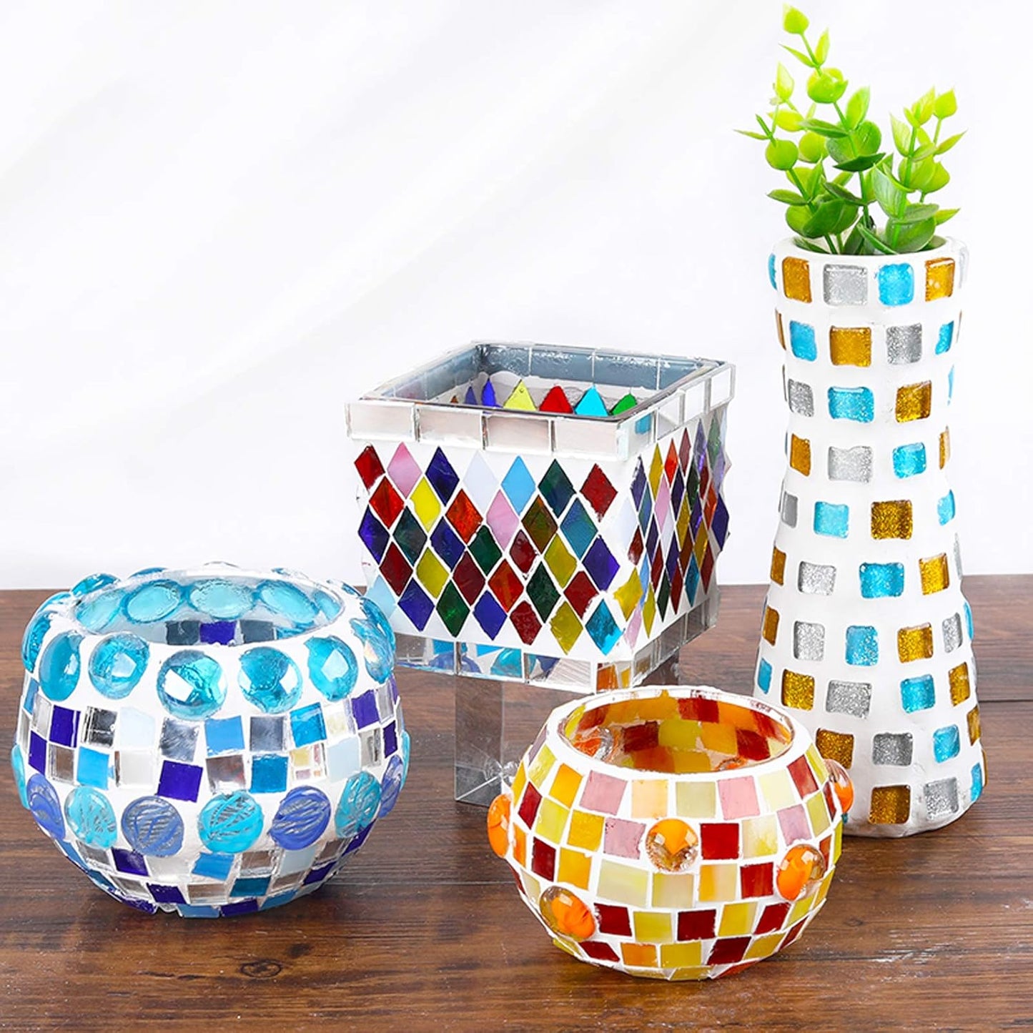 Mosaic Tiles 270 Pieces / 200 g Pack of Colored Mica Glass Mosaic Tile Supplies for Home Decoration, DIY Crafts, Plates, Picture Frames, Flowerpots – 1x1 cm Square Tiles (Mint)