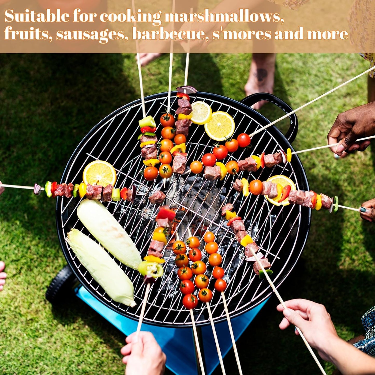 300PCS Marshmallow Roasting Sticks,30 Inch Marshmallow Sticks for Fire Pit Extra Long Wooden Sticks 5mm Thick Bamboo Skewers for Smores Roaster Barbecue Campfire,Weddings and Plant Stakes