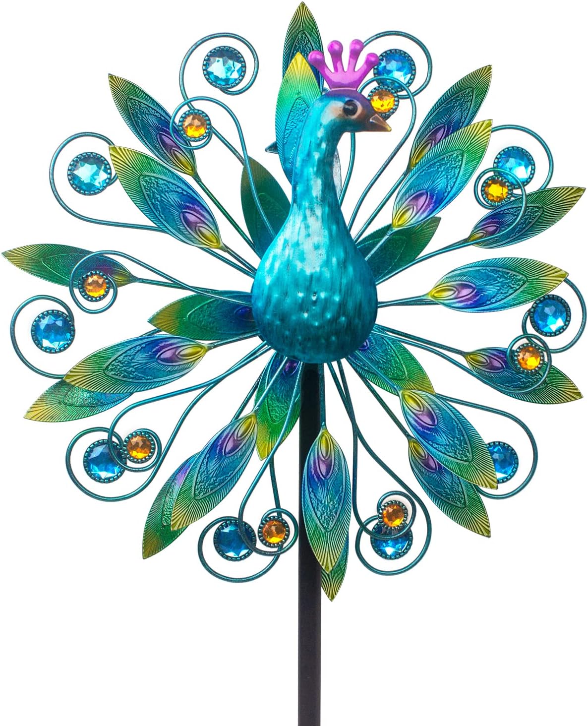 Stargarden 58 Inch Peacock Wind Spinner-Double Wind Sculpture Metal Windmill for Garden Patio Yard Decor