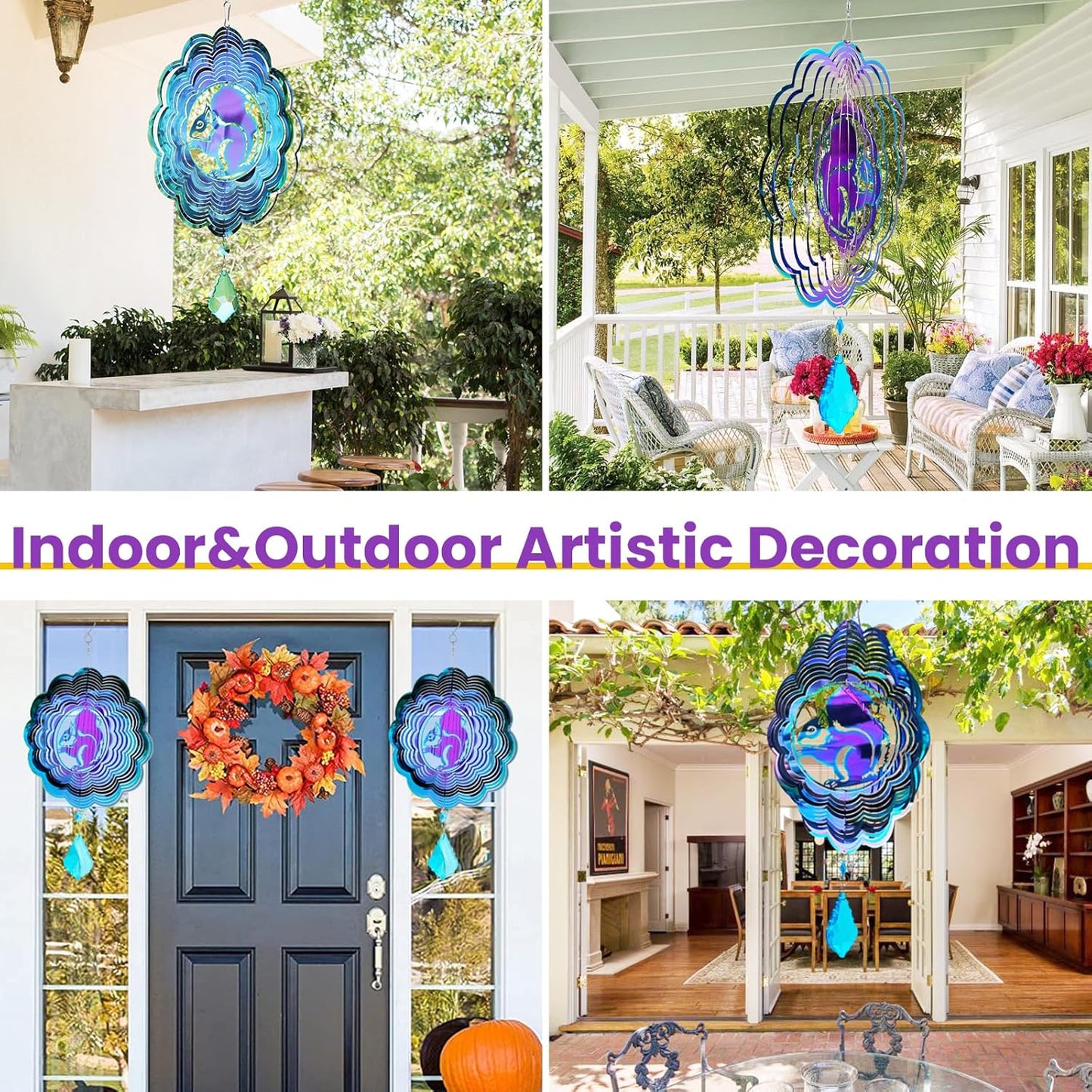 Wind Spinner, Hanging Wind Sculptures,Wind Spinners for Yard and Garden Decor,Yard Decorations Outdoor,Hanging Art Ornaments for Garden Yard Balcony Decor (Squirrel)
