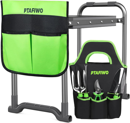 Upgraded Kneeler and Seat - Thicken & Widen Soft Kneeling Pad, Heavy Duty Gardening Stool with 2 Tool Bags & 4 Garden Tools, Gifts for Women, Men & Seniors