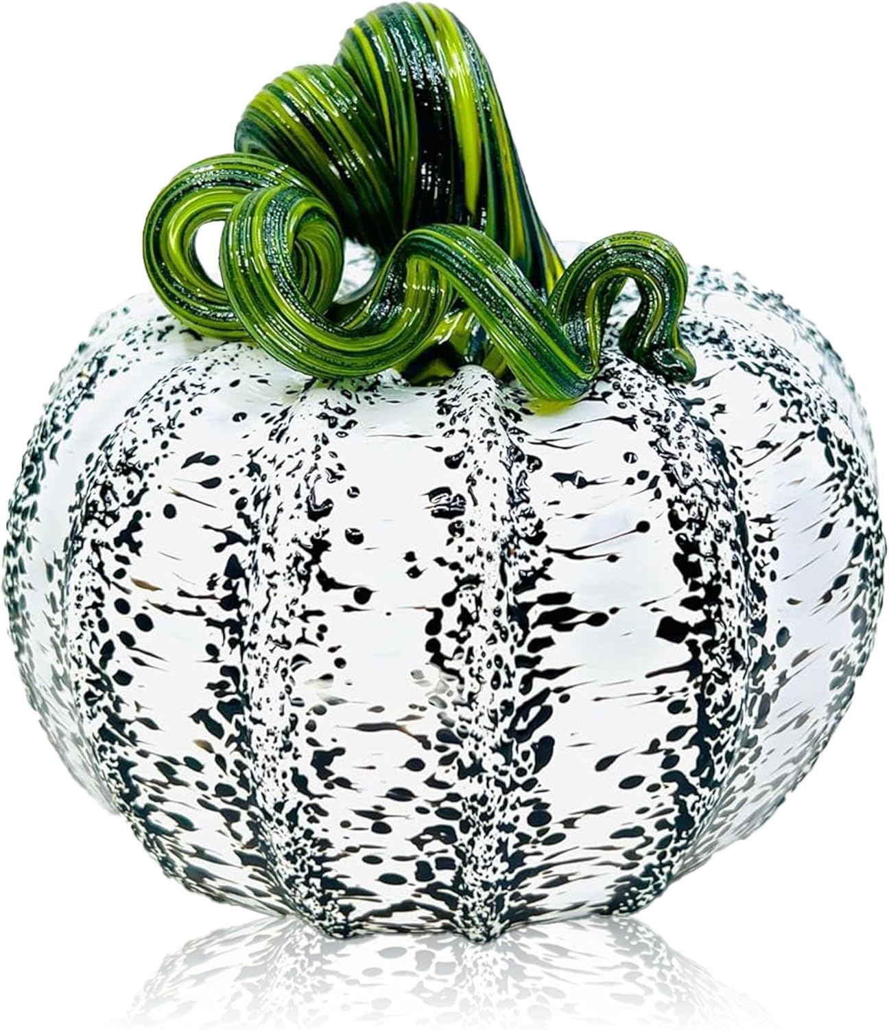 Luke Adams Glass Handmade Glass Pumpkins Handmade Table Top Home Decor (Squat, Birch)