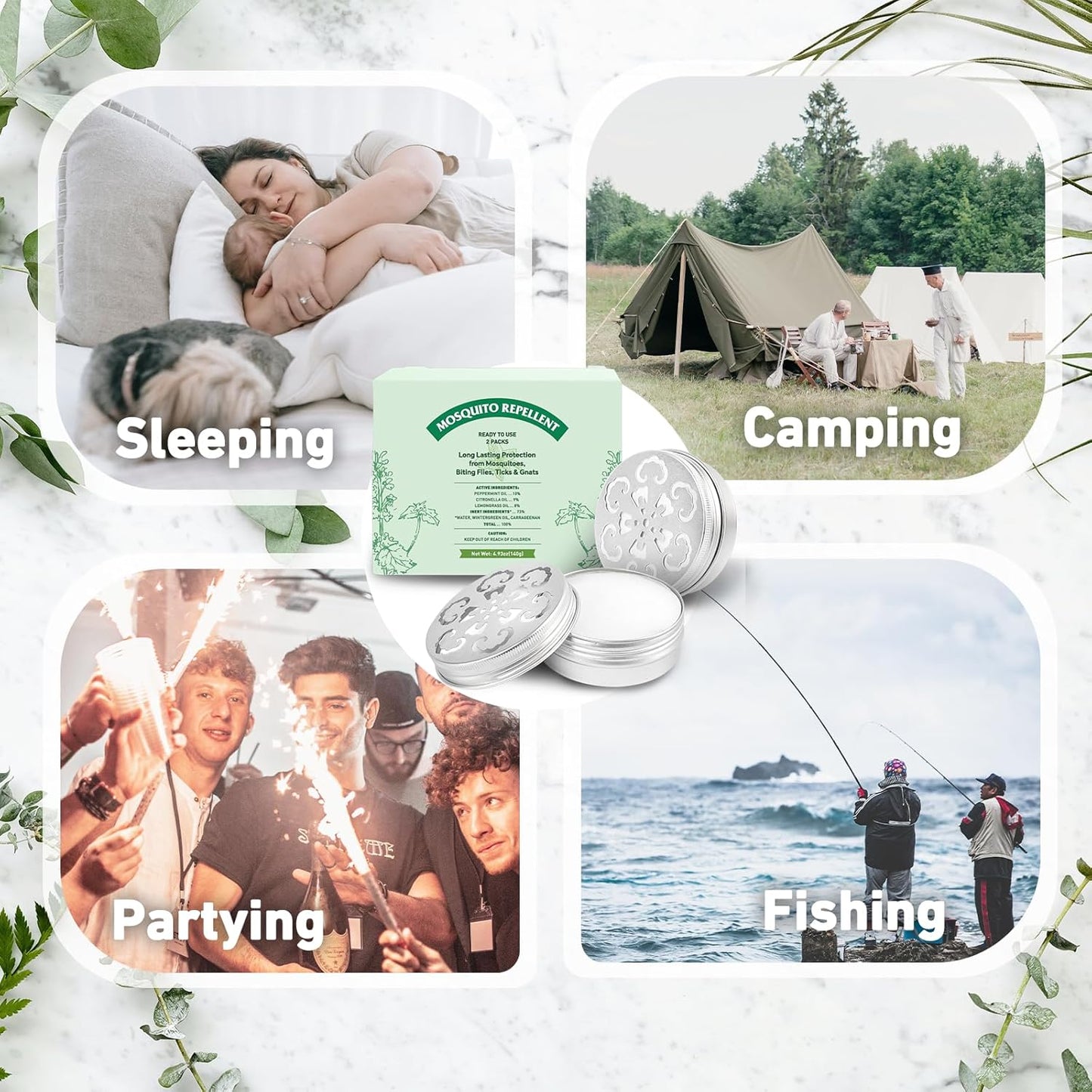 Mosquito Repellent, Peppermint Oil to Repel Mosquito, Ticks, Gnats and Pest, Insect Repellent for Indoor and Outdoor, 4 Packs