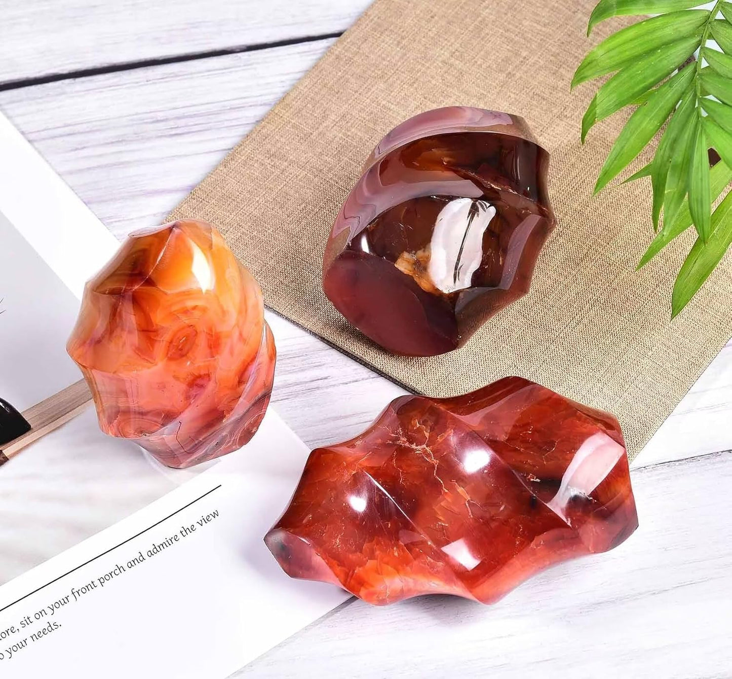 AMOYSTONE Red Agate Flame Shaped Stone Towers Obelisk Natural Healing Crystal Quartz Reiki Energy Decoration Home Office Small 1.0LBS