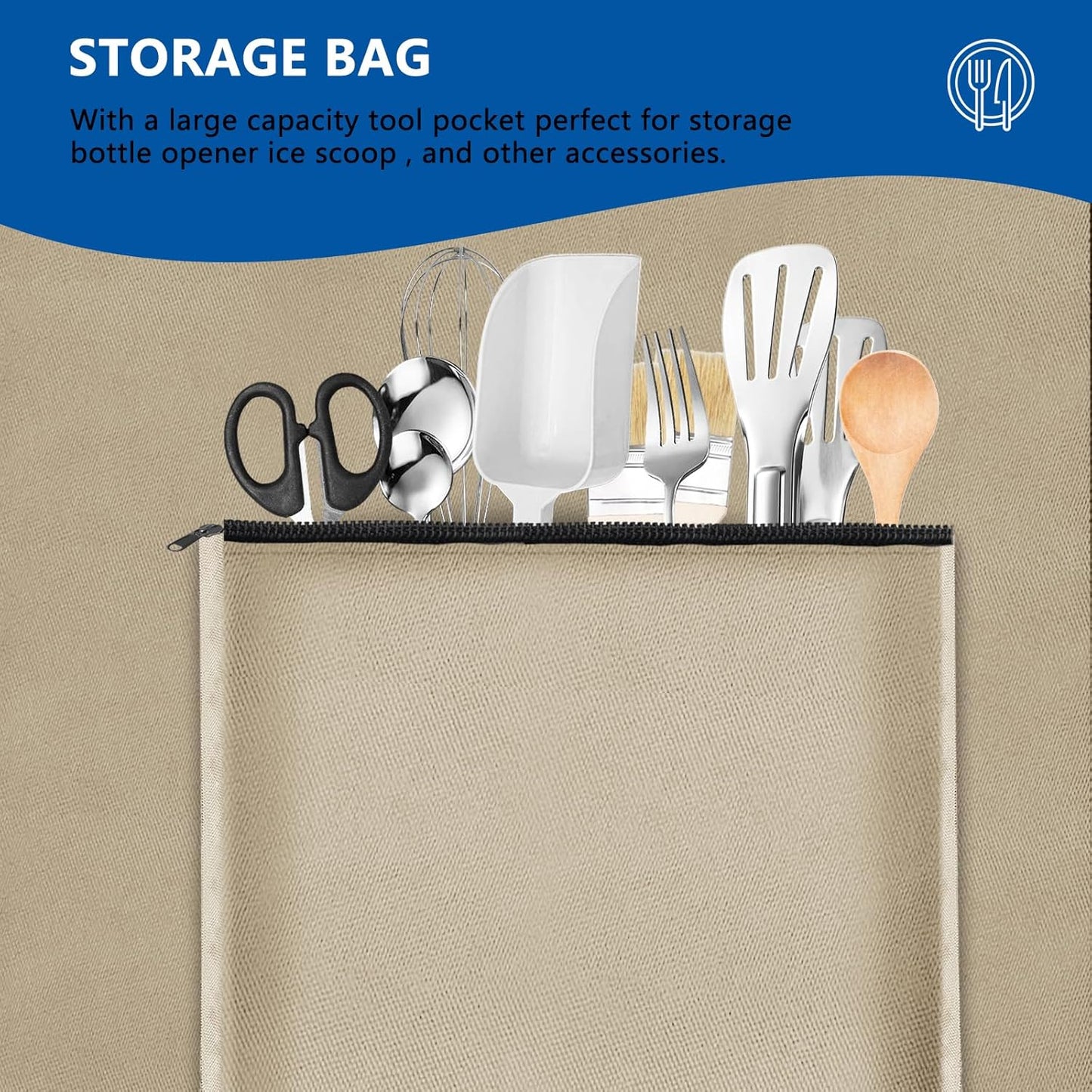 SIRUITON Outdoor Bar Cart Cover for 36 Inch Portable Outdoor Table, Heavy Duty 600D Oxford Fabric Outdoor Waterproof BBQ/Worktable Metal Movable Table Cover