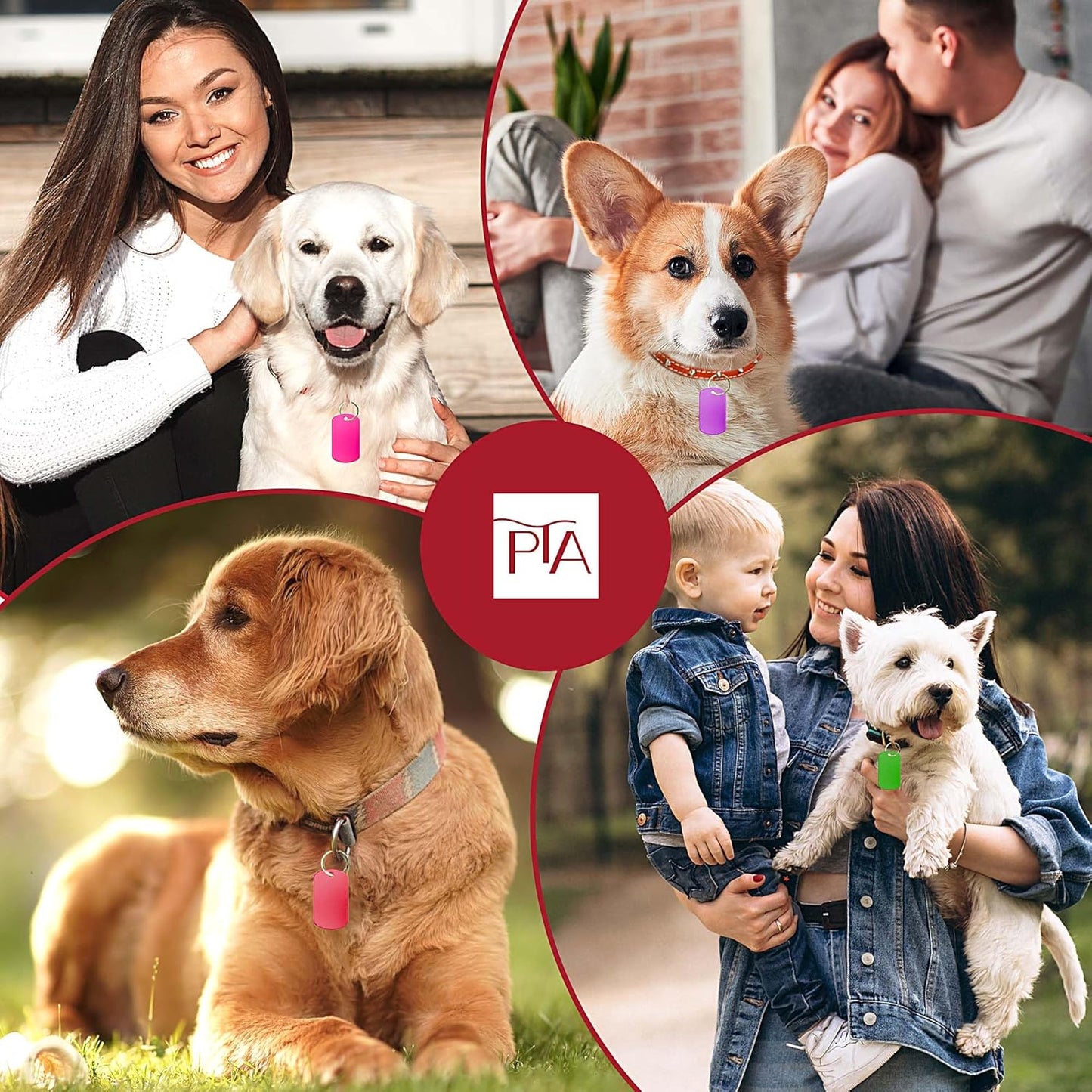 [Press TX Art] 40 Pcs Round(Circle), Bone, Rectangle, Heart Anodized Aluminum Stamping Blanks Tags 10 Mixed Colors Metal Engraving ID Name Tags with Rings (Rectangle in 10 Colors)