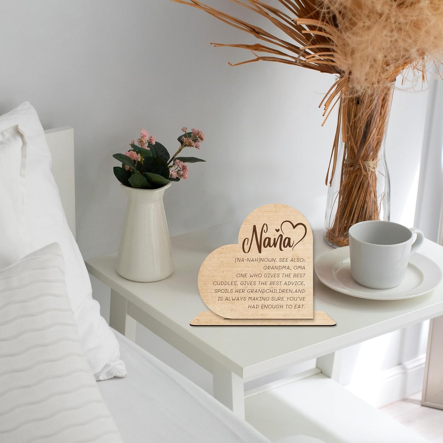 Nana Wooden Heart Plaque – “You Are The Piece That Holds Us Together” Funny Definition Sign Gift for Grandma, Oma, Rustic Desktop Decor, Mother’s Day or Birthday Present.(054)