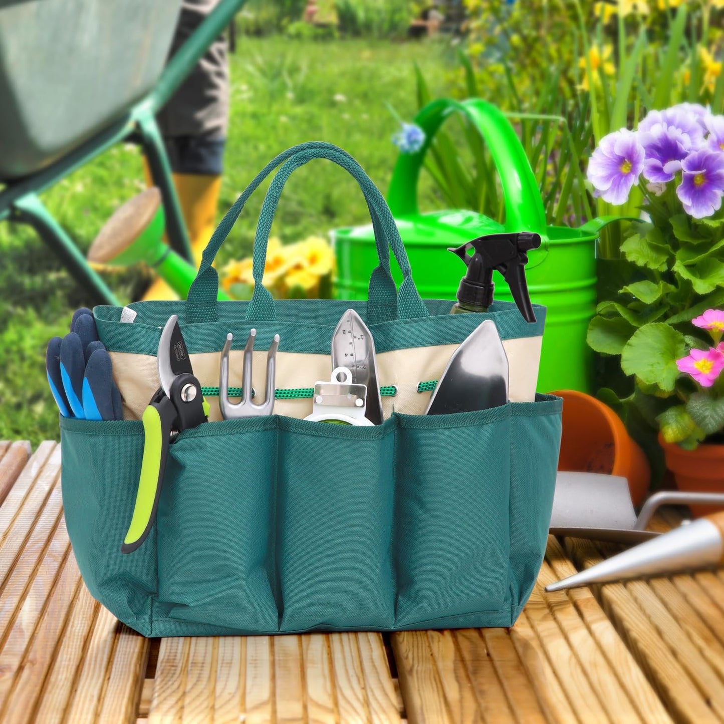 Ohuhu Garden Kneeler and Seat: Upgraded Widened Gardening Stool with Detachable Soft Kneeling Pad, Foldable Garden Bench Heavy Duty with Large Tools Bag and Pouch, Gifts for Women Men Seniors Gardener