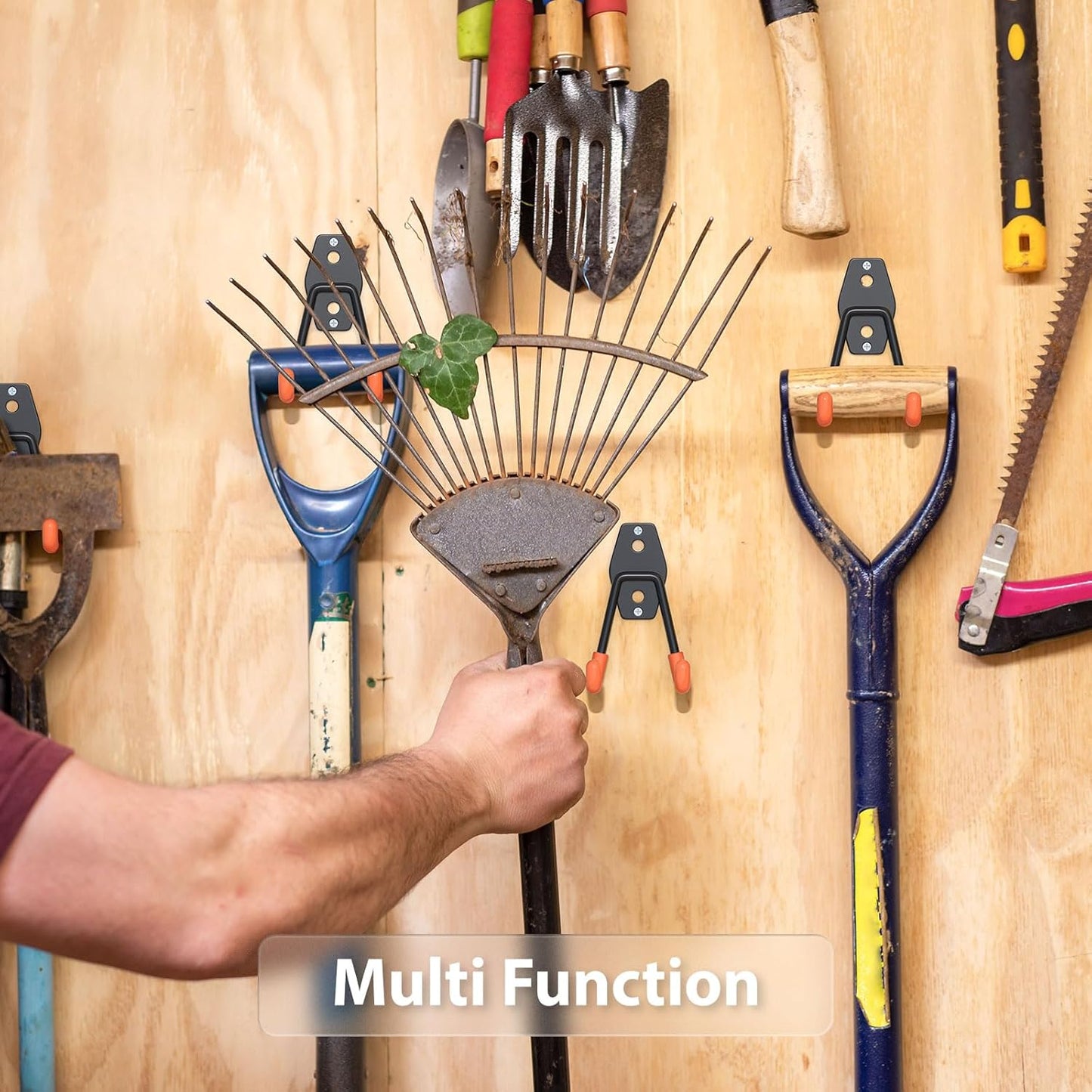 Utility Steel Wall Mount Heavy Duty Garage Hooks with Anti-Slip Coating,Storage More Yard,Garden and Power Tools and for Hanging Hose,Ladder and Bike(4 Pack 4.5x2.75 inch)