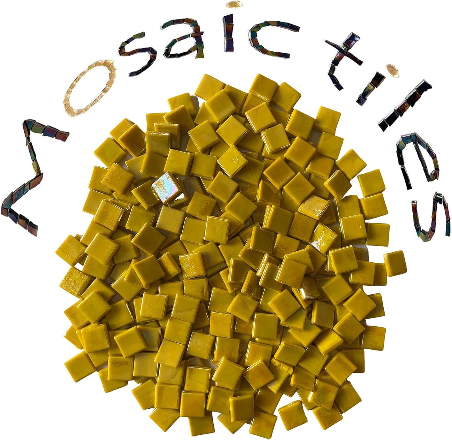 SMEIINIK 1.1lb Bulk Single Iridescent Color Mosaic Tiles for Crafts, Glass Pieces for Puzzles, Stained Glass for DIY, Making Supplies (WJ90-36)