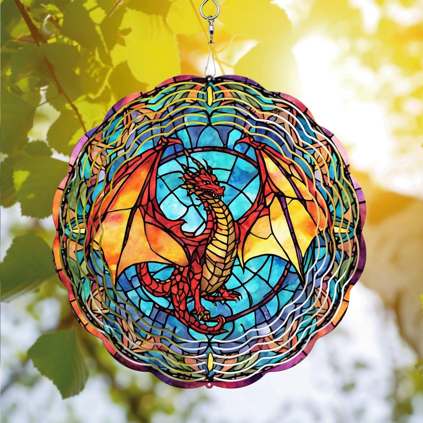 Dragon Wind Spinner, Dragon Wind Spinner Hanging for Yard and Garden, Unique Gift Wind Spinner, 3D Hanging Wind Spinner Outdoor, Cute Dragon Wind Spinner