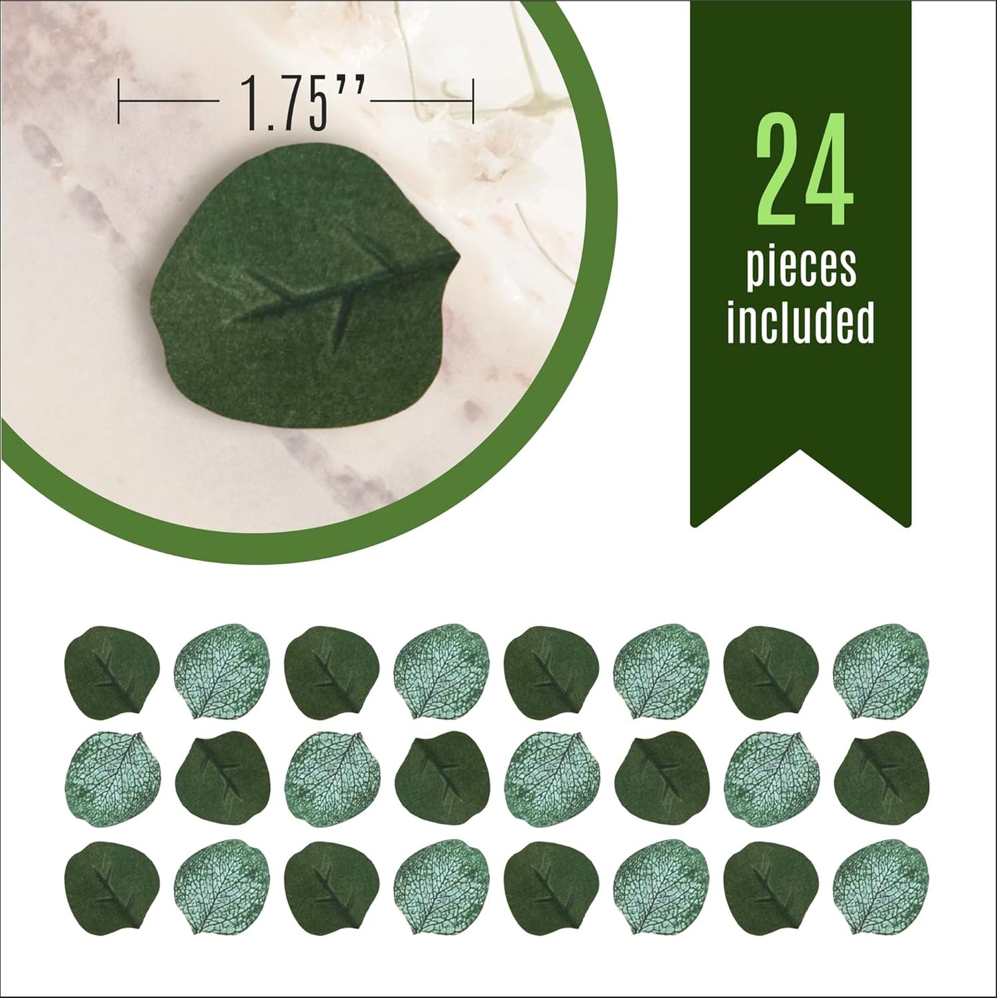 Sugar Robot - Edible Eucalyptus Leaves - Small Size - Edible leaves for cake decorating - Premium Crafted - Made in the USA Cake -Set of 24 (Eucalyptus Leaves)