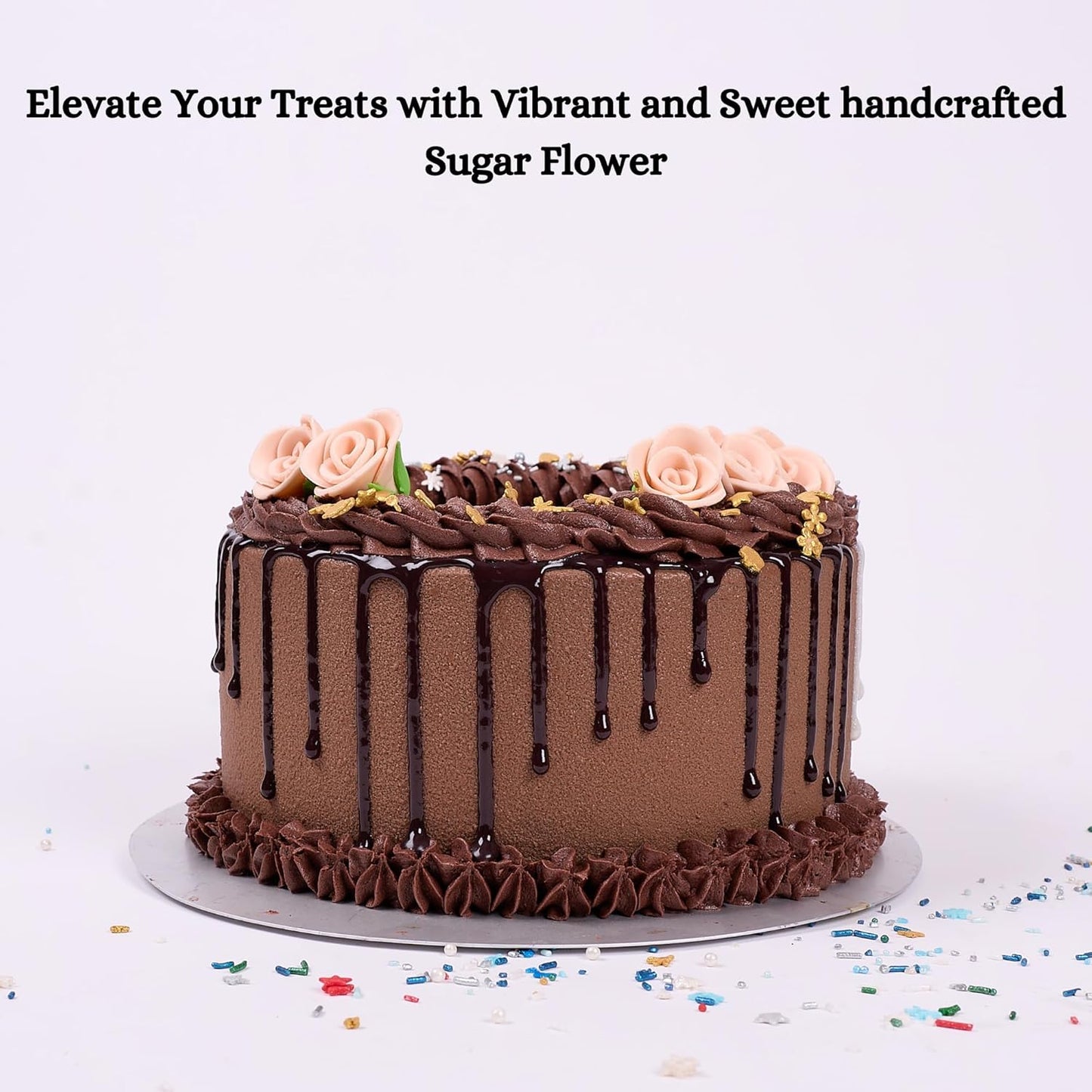 Confect Edible Flower -Blush Pink Edible Sugar Flowers | Edible Flower Cake Decorations | Perfect Floral Decorations for Desserts- Vegan, Gluten-Free, Dairy-Free, Palm Oil-Free - Pack of 12