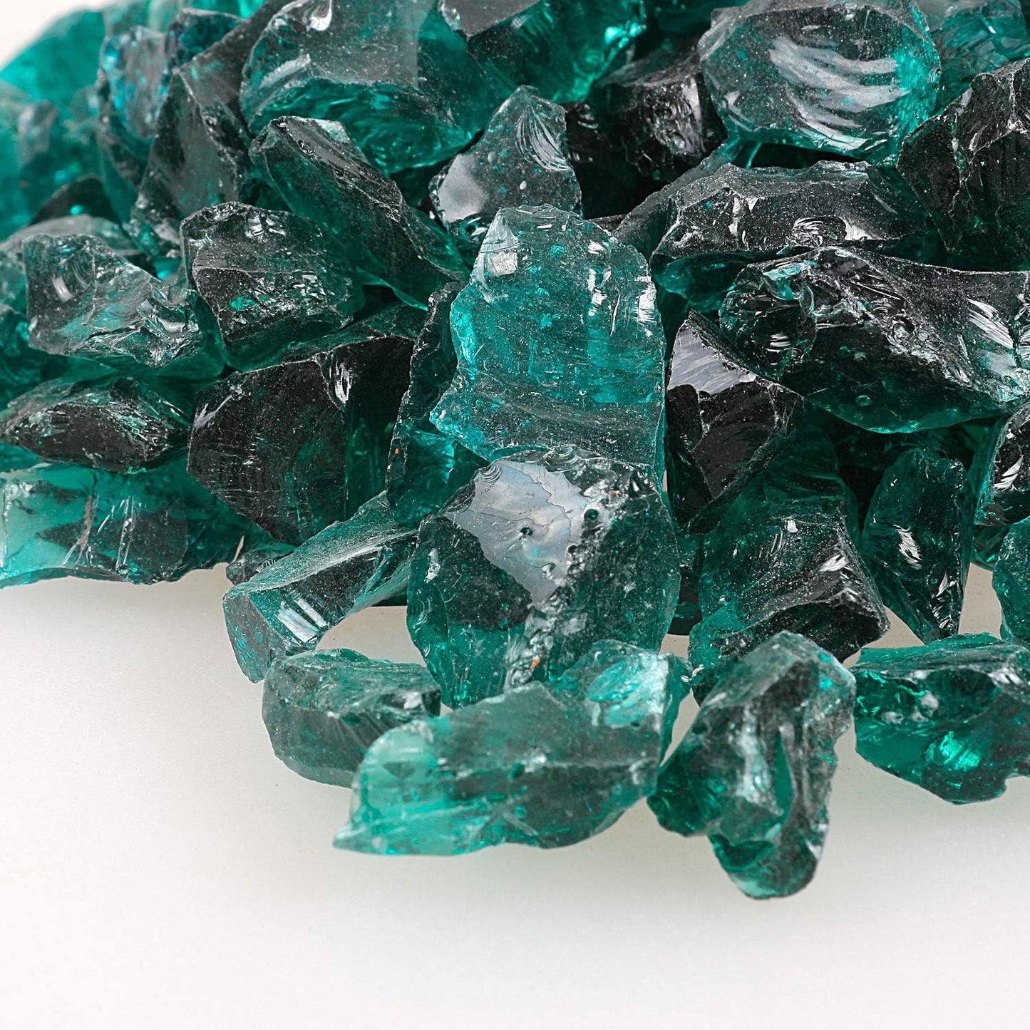 Shiny Stone High Luster Reflective Fire Glass Gravel,Fire Gems,Fire Drops,Fire Glass Rocks Chips for Fire Pit Fish Tank Aquarium Garden,1-2cm(3/8''-6/8''),540g/1.19lbs (Turquoise)