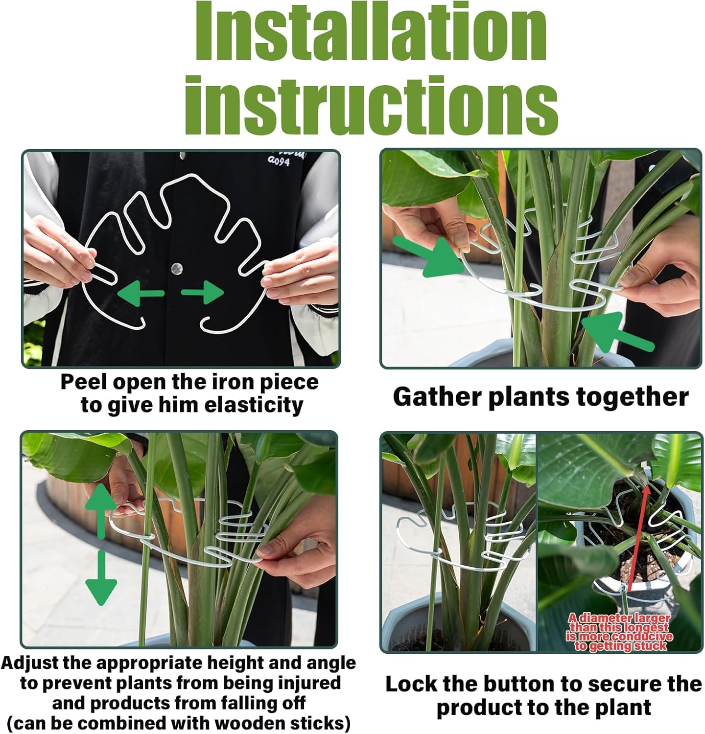 White Monstera Plant Stem Support - 5PCS 7.3x6.25in Durable Adjustable Garden Stake for Indoor Plants, Fishbone Cactus Holder, Innovative Leaf Clip Set, Ideal Tool for Healthy Plant Growth