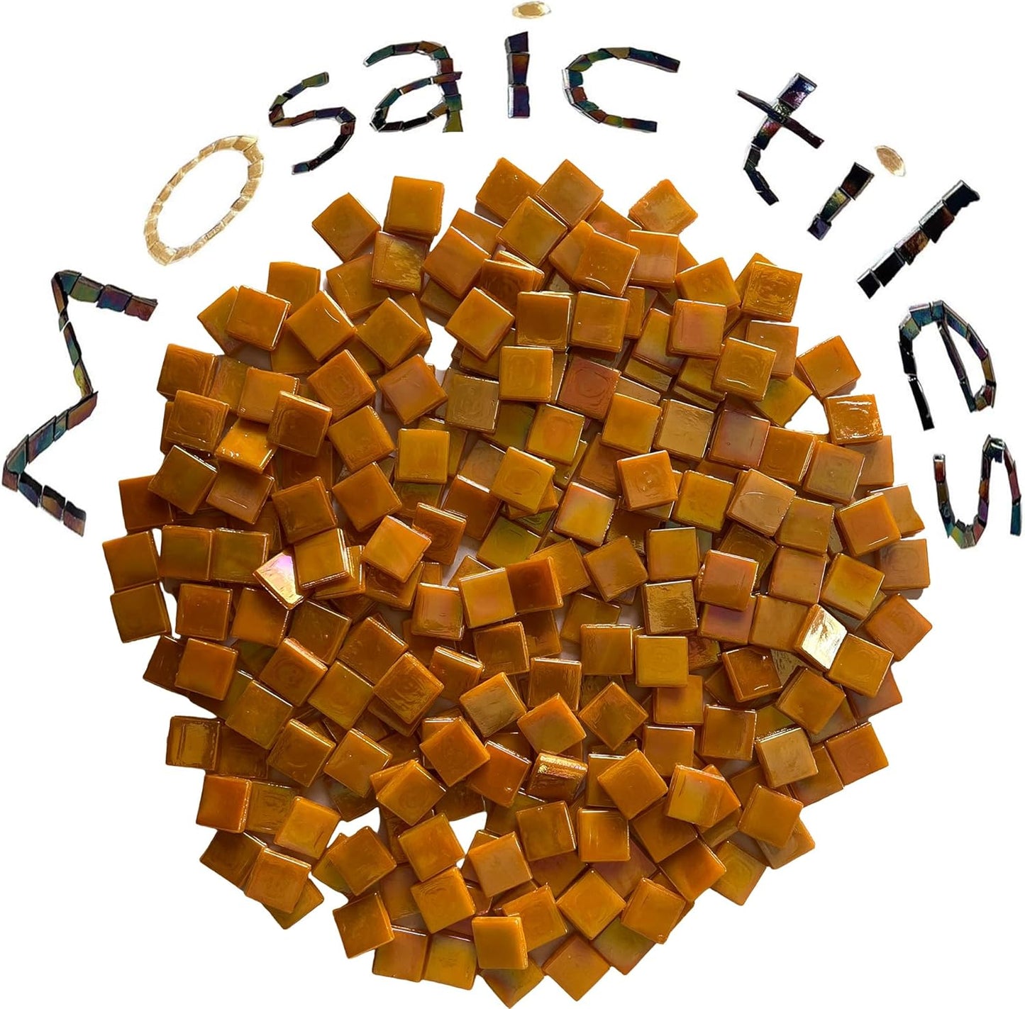 SMEIINIK 1.1lb/500g Square Mosaic Tiles for Crafts Bulk,Glass Tiles for Art Mosaic Projects, Iridescent Stained Glass Pieces for Mosaic Works (WJ93-9)