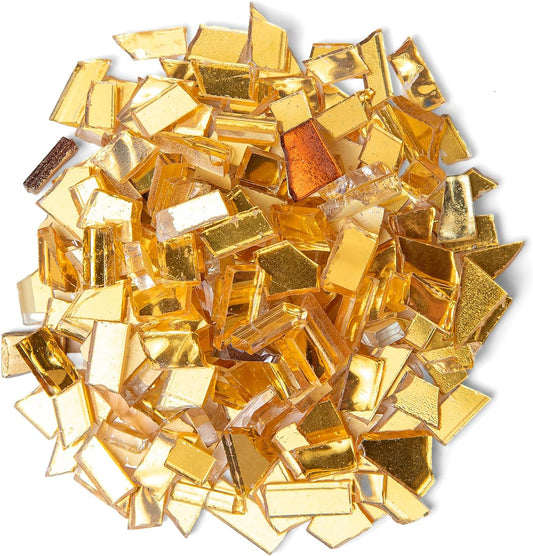 Gold Mixed Irregular Mosaic Glass Mosaic Tiles Pieces, 300g Mosaic DIY Set Adult Mosaic Set, Mosaic Craft Supplies Mosaic Making Supplies