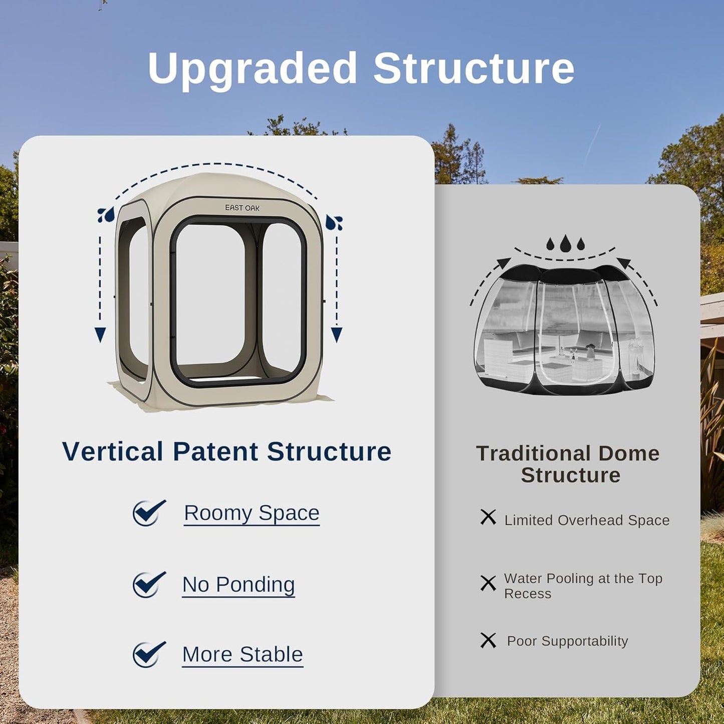 EAST OAK Screen House Tent Pop-Up, Portable Screen Room Canopy Instant Screen Tent 6 x 6 FT with Carry Bag for Patio, Backyard, Deck & Outdoor Activities, Beige