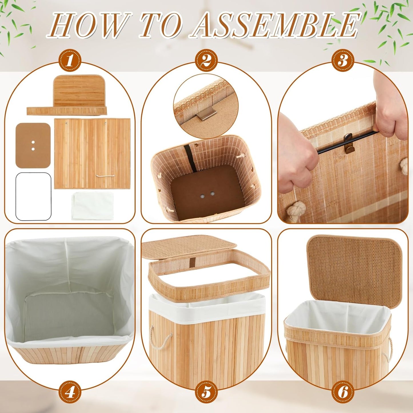 1 Pack Bamboo Slim Trash Can with Lid, 21 Gallon Large Foldable Slim Rectangular Garbage Can Bamboo Waste Basket for Bathroom Bedroom Office Home Salon Spa (23.6×15.8×11.8inches,Wooden Color)