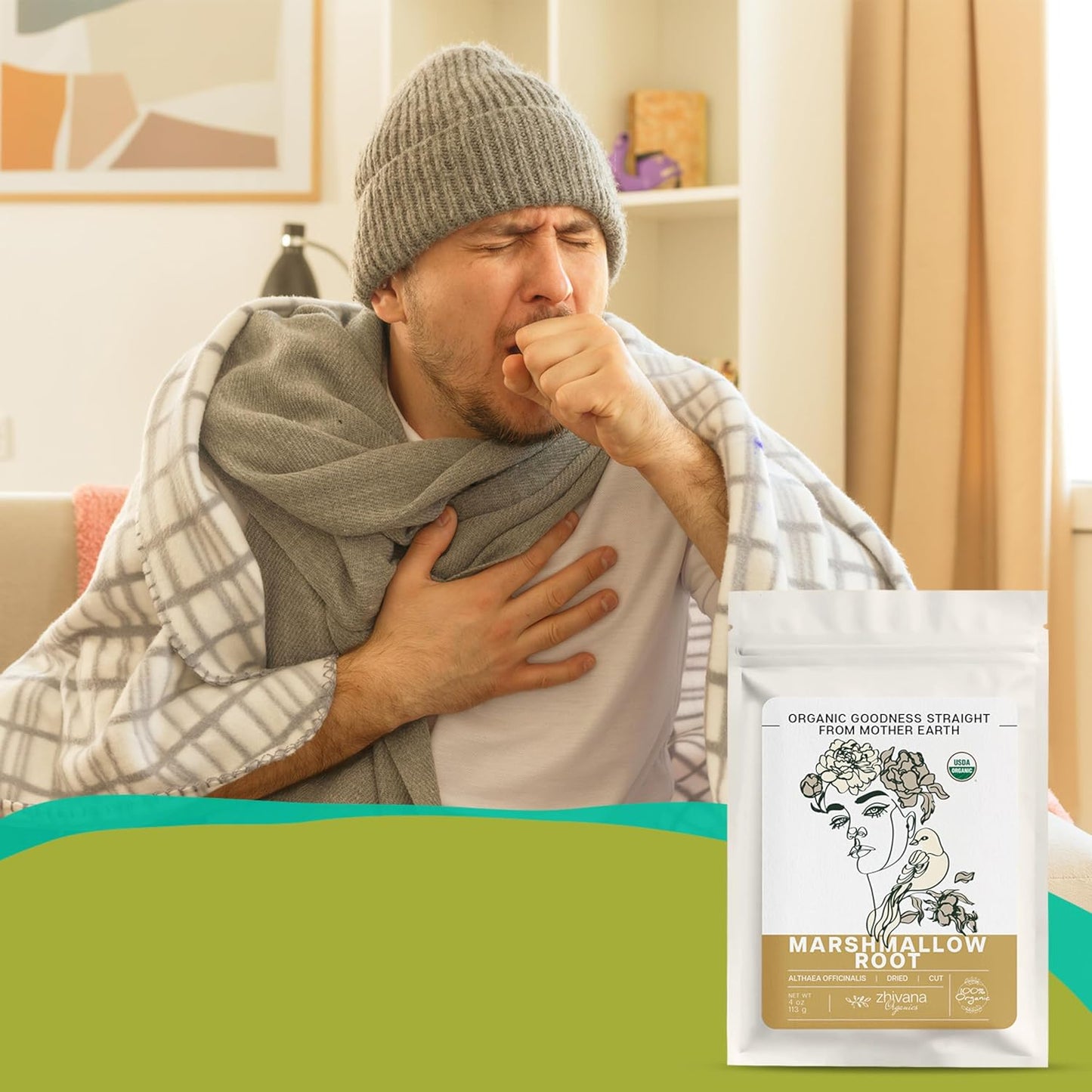 Marshmallow Root Tea (Althea Officinalis) – Organic Marshmallow Root – Throat Tea - Gut Lining, Digestion, Respiratory Health - Blood, Bones, Skin, Hair - Marshmellow Herb – 4 Ounces