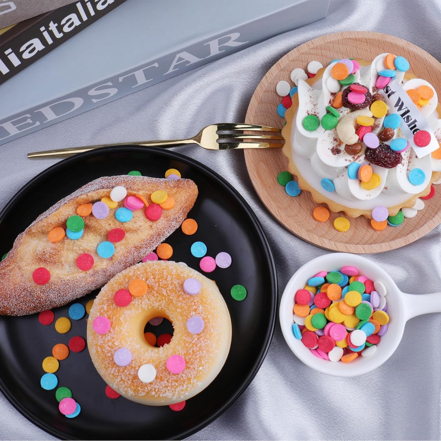 Rainbow Confetti Sprinkles for Cake Decorating, Perfect for Ice Cream, Cookies, Cupcake and Cookies Topper