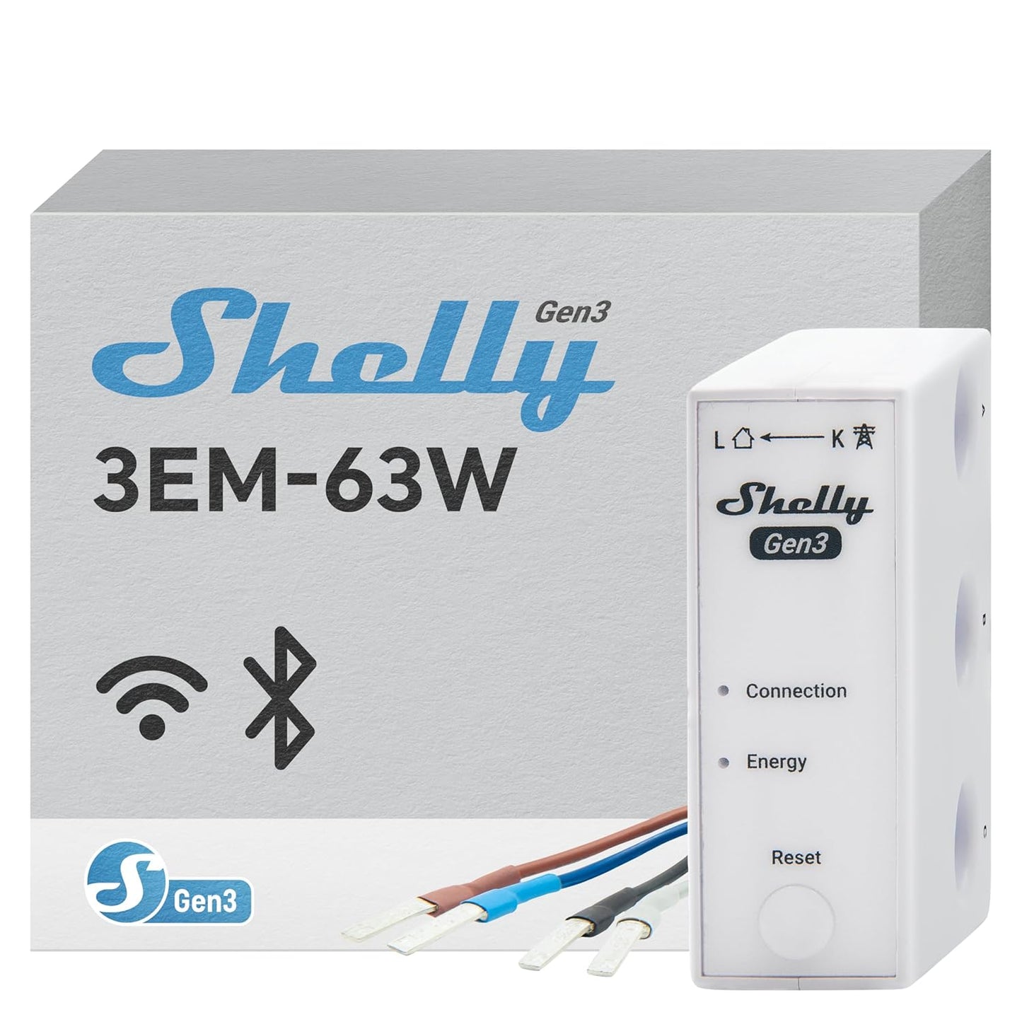 Shelly 3EM-63W Gen3 | Wi-Fi Operated Smart 3-Phase Energy Meter | Home Automation | Compatible with Alexa & Google Home | iOS Android App | No Hub Required | Data Logging | Solar Photovoltaic Ready