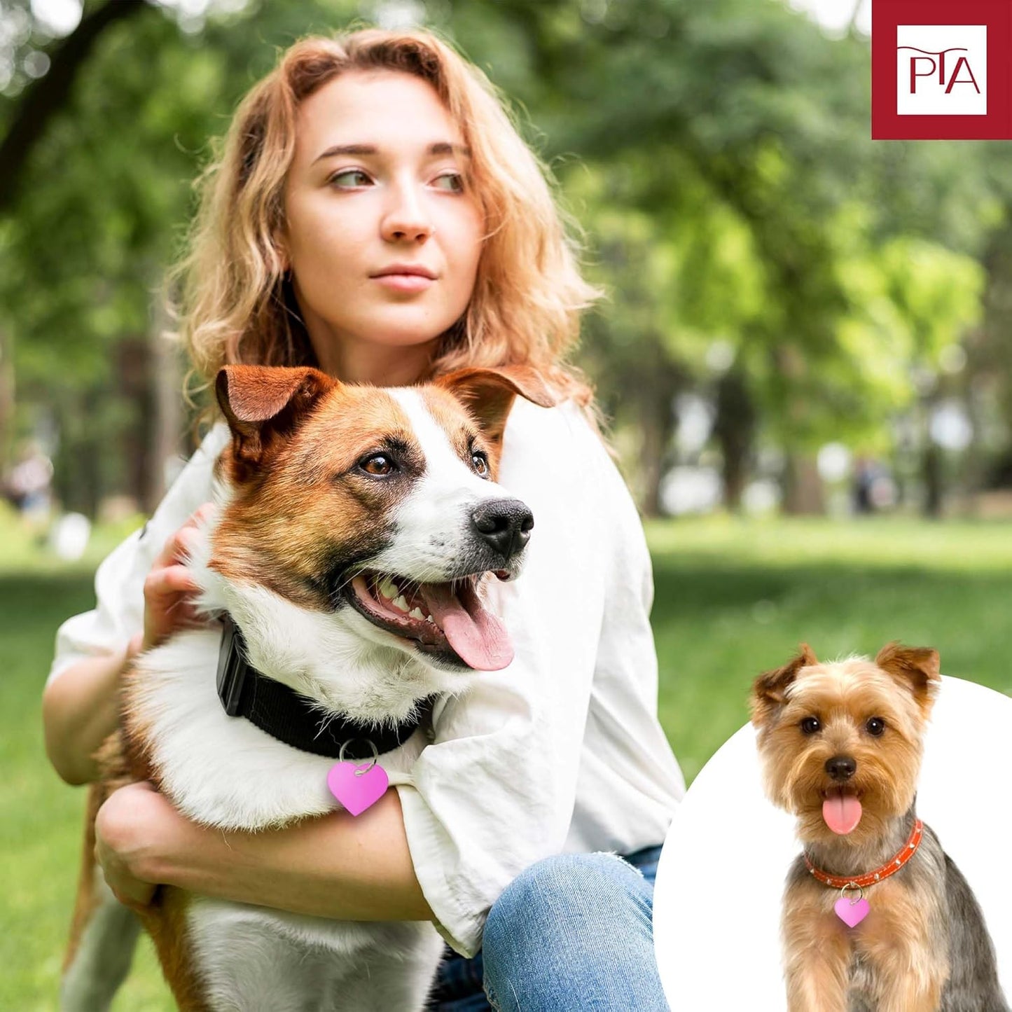 [Press TX Art] 40 Pcs Round(Circle), Bone, Rectangle, Heart Anodized Aluminum Stamping Blanks Tags 10 Mixed Colors Metal Engraving ID Name Tags with Rings (Hearts in 10 Colors)